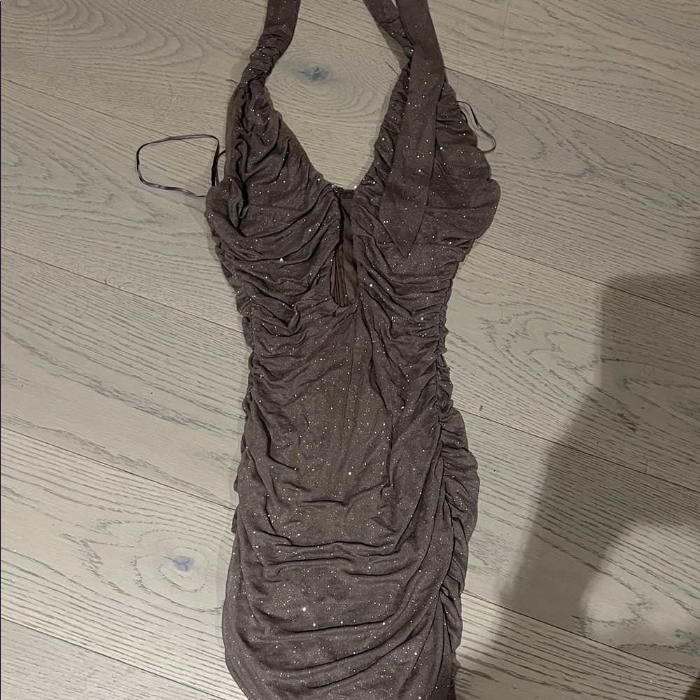 Elegant Gray Halter Dress
